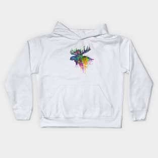 Moose Head Watercolor Silhouette Kids Hoodie